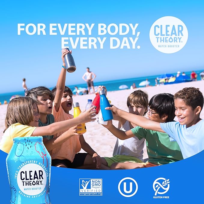 Clear Theory Water Flavoring Drops with Electrolytes – Electrolyte Drink Mix, [Blue Raspberry] Water Enhancer for Kids & Adults, Sugar-Free, Vegan, Gluten-Free, 1-Pack (1.62 fl oz Bottles)