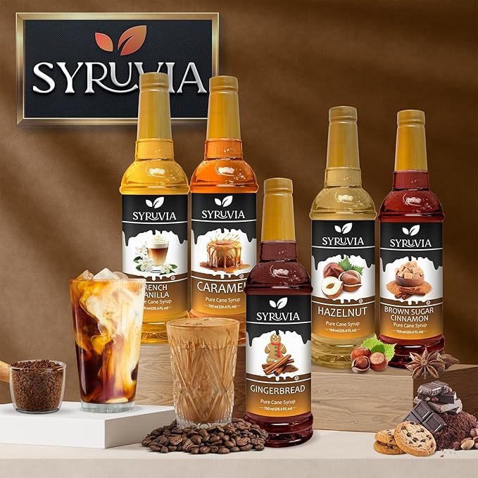 Syruvia Dubai Chocolate Coffee Syrup - 25.4 fl oz - Kosher Syrups, Gluten Free, No Coloring, Perfect for Drinks, Soda, Shakes, Desserts, and More.