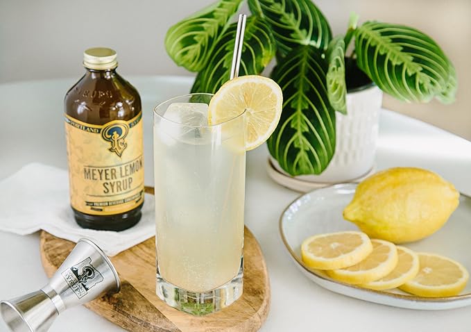 Portland Syrups Meyer Lemon Syrup - Premium Beverage Concentrate for Delicious Cocktails, Tea, Soda, Coffee Drinks, Baking, and More - 12 oz with 12 Servings (Pack of 1)