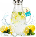 Glass Pitcher with Lid and Spout - 3 Liter / 100 oz, Borosilicate Glass w/Handle - Carafe for Hot/Cold Beverages - Water Jug - Iced Tea Pitcher - Juice Server - by PJC-Kitchen