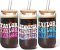 Personalized Tumbler with Name-Glass with Lids and Straws-18OZ Iced Coffee Cups with Lids, Cute Glass Cups, Mothers Day Birthday Gift for Women Her (TwsName)