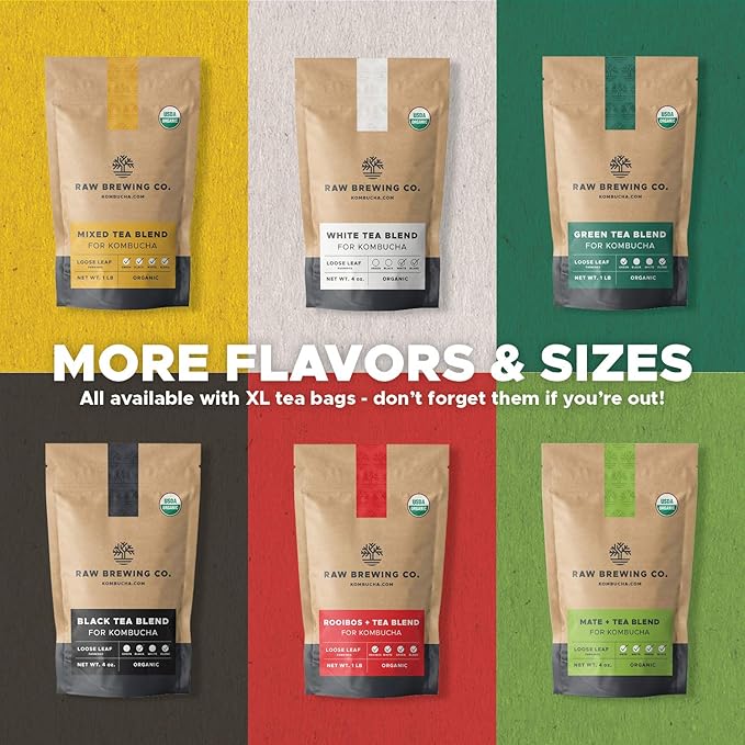 Kombucha.com Certified Organic Loose Leaf Tea - Kombucha Brewing Blends (Black Tea Blend, 1 Pound). Makes up to 50 gallons.