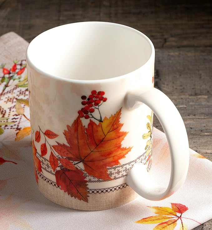 Maison d' Hermine Coffee Mug with Handles Fine Bone China Mugs Pack of One Tea Cups for Hot Beverages Cappuccino Latte Home Restaurant Office Perfect for Gift (Amarante - Charmille, 12 Ounce)