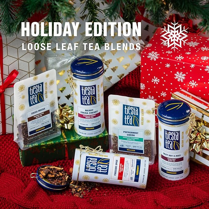 Tiesta Tea - Cozy Peppermint Cocoa, Loose Leaf, Chocolate Peppermint Herbal Tea, Premium Blend, Non Caffeinated, Make Hot or Iced Tea & Up to 50 Cups - 3 Ounce Refillable Tin