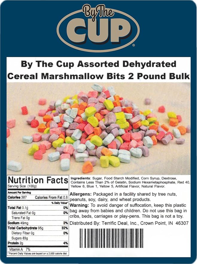 By The Cup Assorted Dehydrated Cereal Marshmallow Bits, 2 lb Bulk Bag