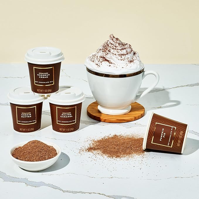 BomBombs Mini Hot Chocolate Gift Set in Signature Brown Packaging, Dessert Flavors Include Rocky Road, Cookie Butter, Pumpkin Pie & More, Set of 12