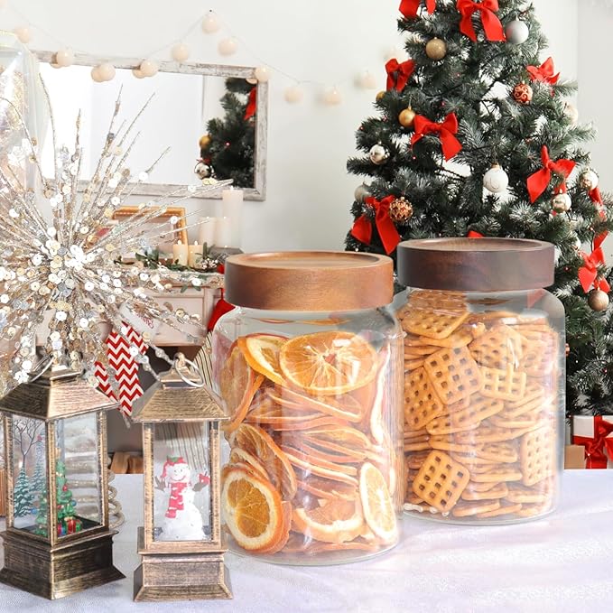 Glass Spice Jar Coffee Sugar Container Airtight Glass Jar Food Storage Canisters Bottle for Kitchen Seasoning Tea Herb Overnight Oats Bar Parfait Snacks (1200ml(40oz)-2 pack)