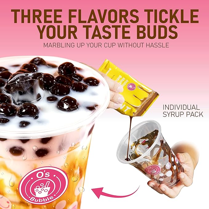 O's Bubble Boba Tea Kit - Bubble Tea Kit - All in One Boba Kit for Boba Tea Lovers - Boba Party Kit for Boba Drinks - Boba Kit for Kids - 6 Servings Includes Cups, Straws, Stirrer (Party Kit Variety Pack Upgrade)