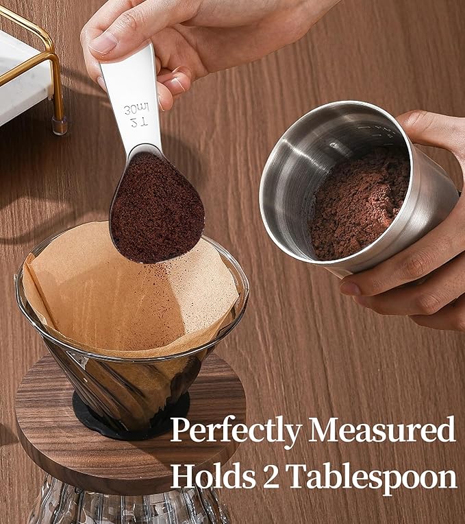 Coffee Measuring Scoop, 1 Tablespoon Short Handle 304 Stainless Steel Coffee Scoop - Fits Coffee Canisters & Protein Powder Containers