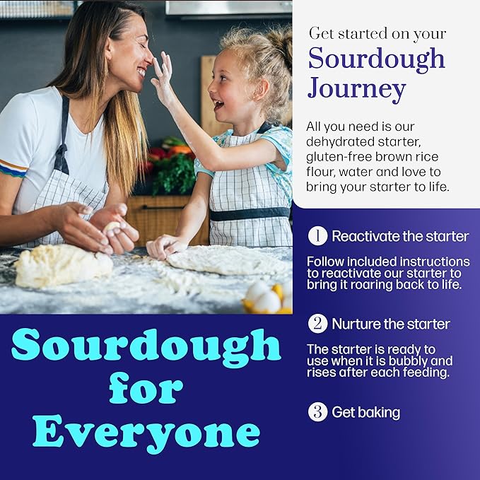 Complete Gluten Free Sourdough Starter Kit: Gluten Free 100+ Year Old Dehydrated Sourdough Starter, Sourdough Jar, Feeding Band, Cloth Cover, Spatula & Thermometer - Beginner Friendly Sourdough Kit