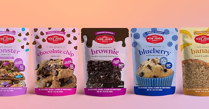 Miss Jones Baking Gluten-Free Chocolate Chip Cookie Mix - More Chocolate Chips, 50% Lower Sugar, Naturally Sweetened Desserts & Treats, 13 Ounce (Pack of 1)
