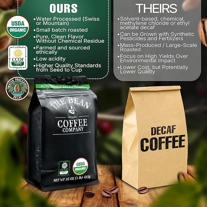 The Bean Organic Coffee Company Water Processed DECAF Chocolate Macadamia Nut, Medium Roast, Whole Bean Coffee, 16-Ounce Bags (Pack of 2)