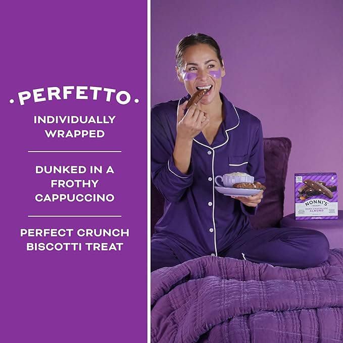 Nonni's Dark Chocolate Almond Biscotti Italian Cookies - 2 Boxes Dark Chocolate Cookies - Biscotti Individually Wrapped Cookies - Italian Biscotti Cookies w/Bittersweet Chocolate & Almonds - 6.88 oz
