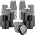 [400 SET]Harvest Pack 12 oz Disposable Coffee Cups, Insulated Ripple Double-Walled Paper Cup with Lid, Black and White Geometric, Tea Hot Chocolate Drinks To go coffee cups
