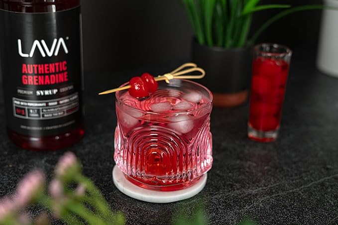 LAVA Premium Grenadine Syrup, Made with Pomegranate Juice, 100% Sugar, 33.8oz (1-Liter), No Artificial Sweeteners, Flavors, or Colors. (2-Pack)
