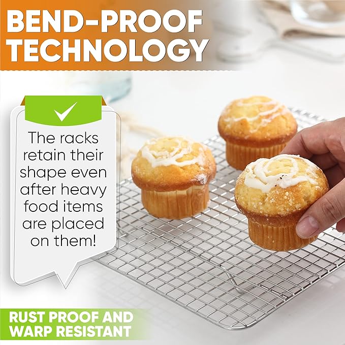 Spring Chef 8.5 x 12 Inch Stainless Steel Cooling Rack for Cooking and Baking - Oven Safe Cookie Cooling Rack - Fits Small Quarter Sheet Pan - Dishwasher Safe