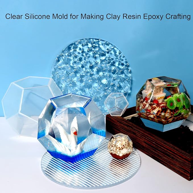 3PCS Sphere Resin Molds Silicone, 3D Geometry Candle Molds Pentagon Polyhedral Ball Molds for Epoxy Resin Candle DIY Craft Art Making Home Decoration