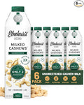 Elmhurst 1925 Cashew Milk Unsweetened - 32 Ounce (Pack of 6) Dairy-Free, Gluten-Free, Vegan, Kosher, Shelf Stable Milk Made with Water & Cashew for Healthier, Simpler Plant-Based Alternatives