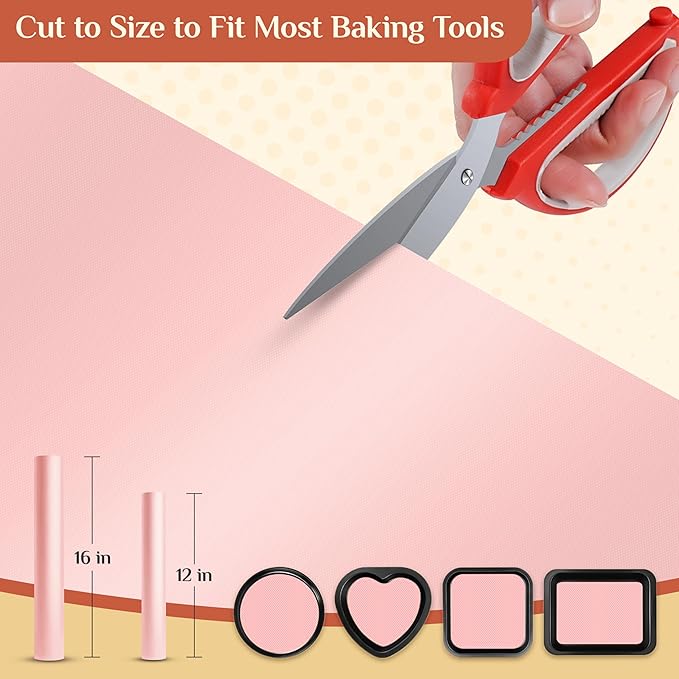 Silicone Baking Mat, 16 IN x 10 FT Free Cutting Baking Sheet, Non-Stick Reusable Dough & Pastry Mat, Non-Slip Silicone Mat Roll for Air Fryer Liner, Freeze Dryer, Oven Baking Pan, Kitchen Counter