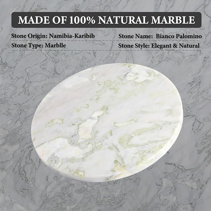 Koville African Natural Marble Cutting Board for Kitchen, 11inch Round Hand Crafted Marble Slab for Cheese, Charcuterie, Pastry Board - Wedding Gift, House Warming Gift