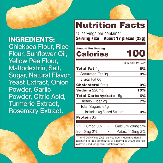 Hippeas Chickpea Puffs, Vegan White Cheddar, 0.8 Ounce (Pack of 18), 3g Protein, 2g Fiber, Vegan, Gluten-Free, Crunchy, Plant Protein Snacks