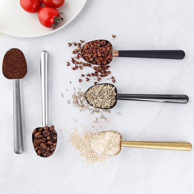 Easyworkz Stainless Steel Long Hollow Handle Coffee Scoop,7g Measuring Spoon for Ground Coffee and Loose Leaf Tea, Vintage