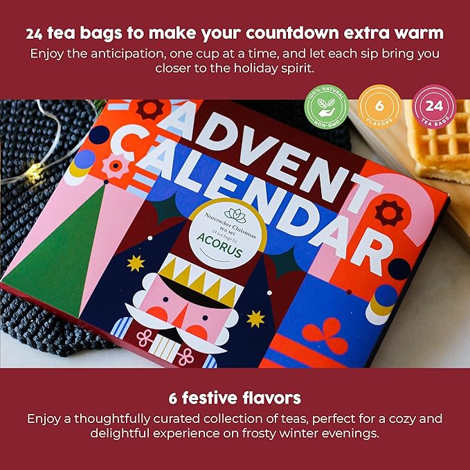 Tea Advent Calendar 2025 Nutcracker by Acorus- 6 Christmasy flavors – 24 tea bags For The Christmas Countdown - Gift Idea For Christmas - Limited Edition