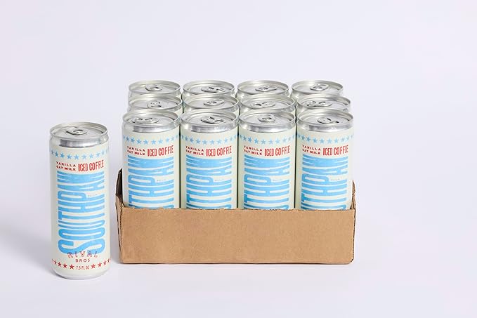 Rival Bros Southpaw Ready to Drink Iced Coffee, Vanilla Oat Milk Flavored, 7.5 Fl Oz, 12 Count, Perfect for On-the-Go, 100mg Caffeine, Easy to Drink Canned Coffee