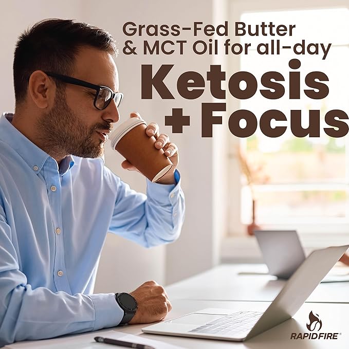 Rapid Fire Keto Creamer, Coffee Creamer with Grass Fed Butter, MCT Oil, Himalayan Pink Salt, Delicious Original Flavor, Energy Support, 2 Pack, 40 Servings