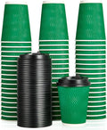 100 Count 12 OZ Coffee Cups with Lids, Insulated Ripple Wall Paper Hot Coffee Paper Cups for Hot Drinks