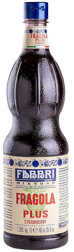 Fabbri Premium Flavoring Syrup, Strawberry, New Enhanced Flavor, All Natural, Made in Italy, 33.8 Ounce (1 Liter)