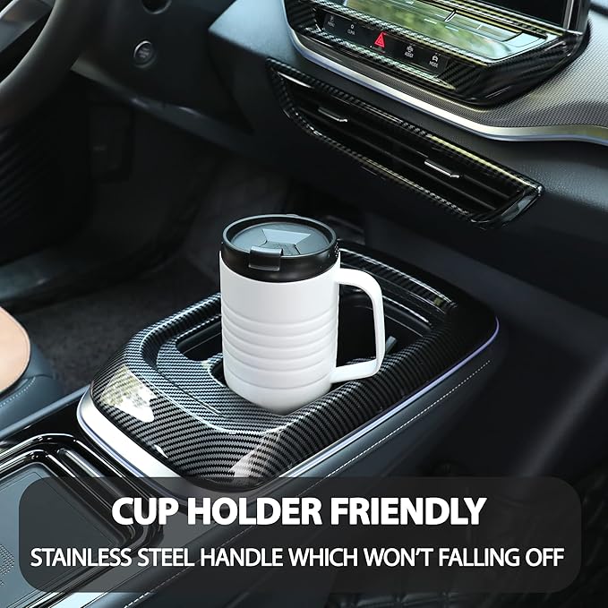 HAUSHOF 24 oz Travel Mug with Handle, Stainless Steel Vacuum Insulated Coffee Mug, Double Wall Travel Mugs with Leakproof Lid, BPA Free