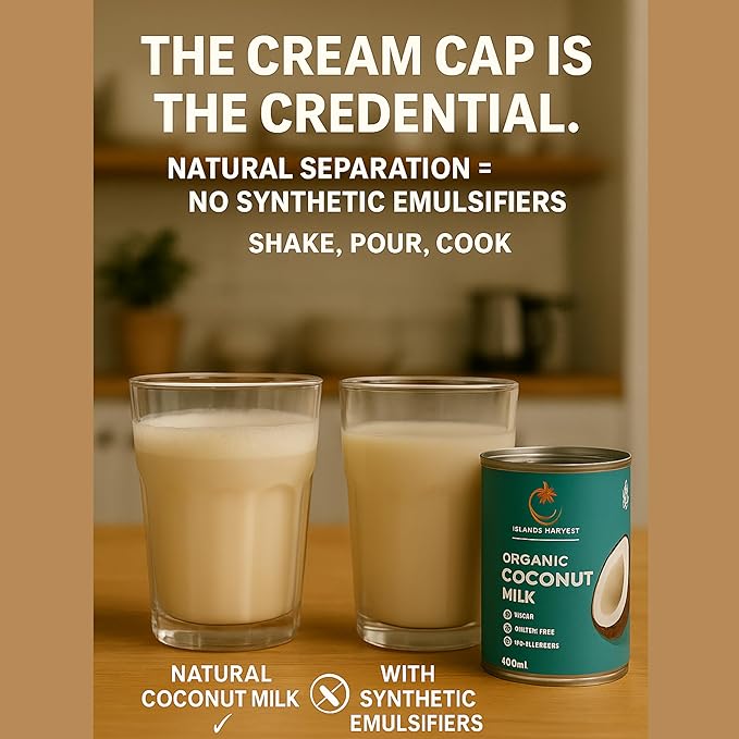 Islands Harvest Organic Coconut Milk (22% Fat) Pack of 6 - Vegan, Kosher, Halal, Non-GMO, USDA Organic - Rich & Sweetly Aromatic Coconut Flavor - No Added Artificial Flavors, Colors & Preservatives. Perfect for Curries, Soups, Sauces, Drinks & Desserts