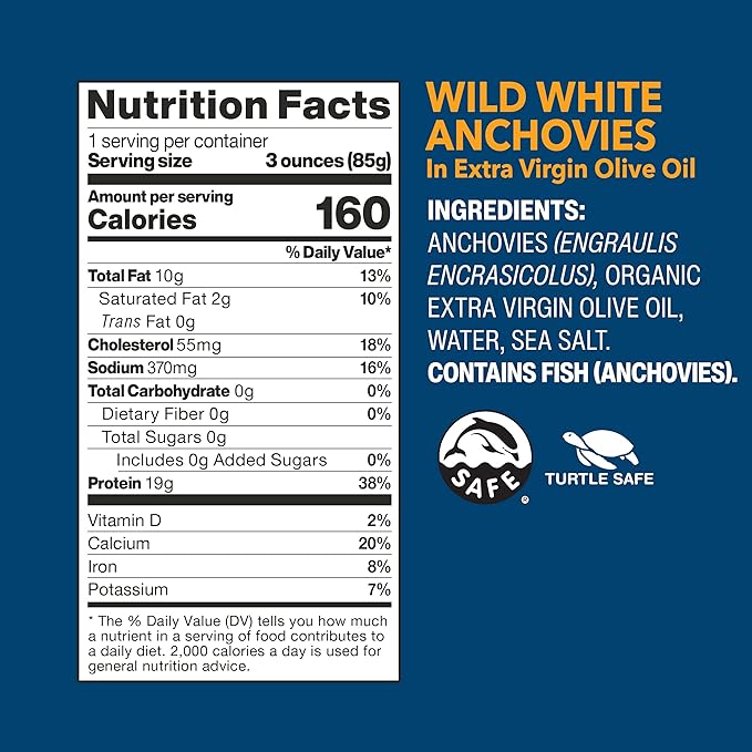 Wild Planet Wild Anchovies in Water with Sea Salt, 3rd Party Mercury Tested, 4.4 Ounce (Pack of 12)