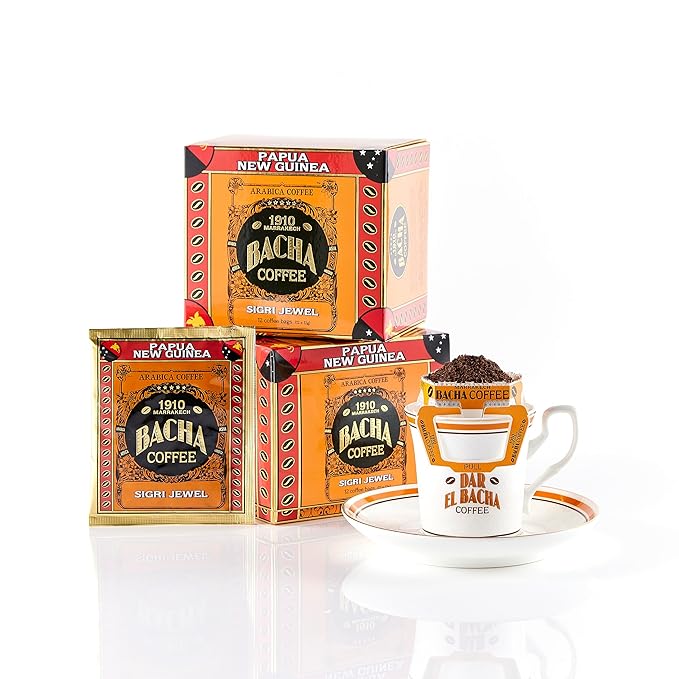 Bacha Coffee | Sigri Jewel Papua New Guinea Single Origin Arabica, 100% Arabica Specialty Coffee, 12 Coffee Drip Bags, Gift Box