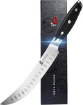 TUO Butcher Knife, 8 inch Meat Cleaver Scimitar Breaking Curved Slicing Carving Knife German HC Steel with Full Tang Pakkawood Handle, Kitchen Knife for Home and Restaurant