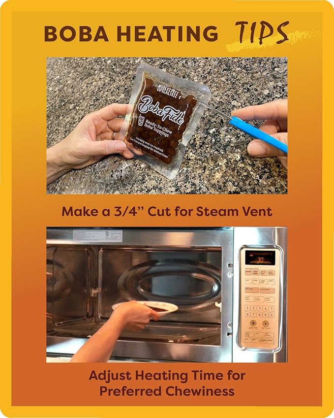 BOBA FIDE Instant Brown Sugar Boba Tapioca Pearls, 12 Packets of Microwavable Black Tapioca Pearls for Boba Bubble Tea, Ready in 25 Seconds, No Corn Syrup, Preservatives & Gluten Free, Vegan