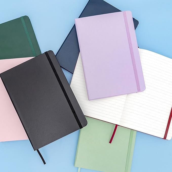 PAPERAGE Lined Journal Notebook, (Lavender), 160 Pages, Medium 5.6 in x 8 in - 100 GSM Thick Paper – Hardcover Journaling Notebook for Work, School & Note Taking