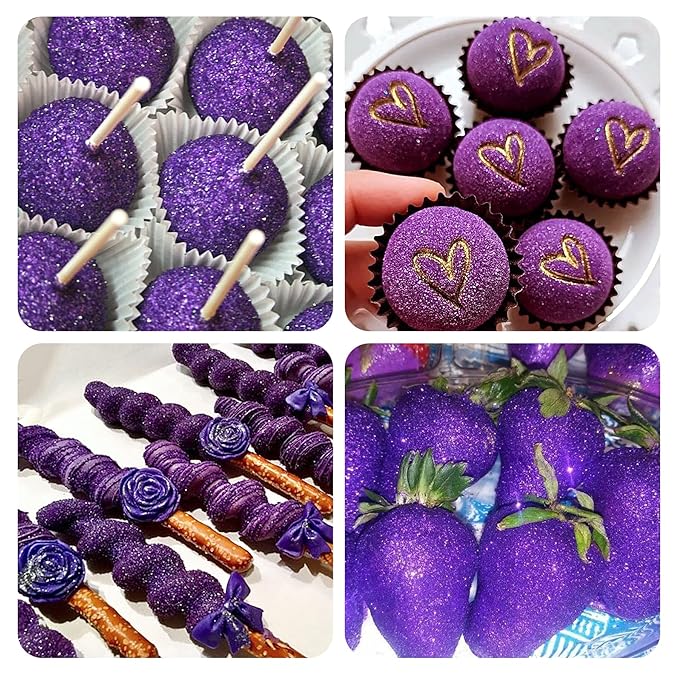 Purple Edible Glitter Spray - 15g Edible Purple Glitter for Cakes Food Grade Shimmer Powder Cake Spray for Cookie Decorating Chocolate Strawberry
