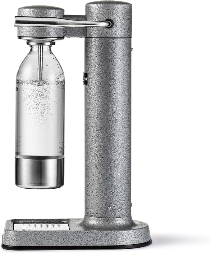 Aarke Carbonator lll, Sparkling & Carbonation Water Machine, Stainless Steel with PET BPA-Free Reusable Bottle Volume 1L/34 fl oz (Hammertone Grey)