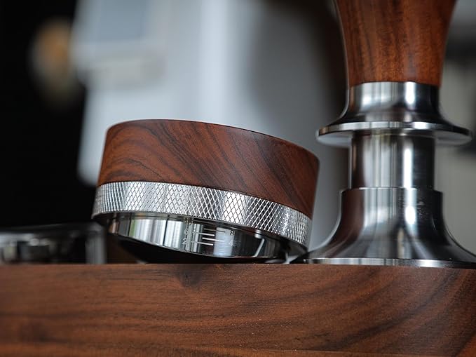 Espresso Distribution Tool 58.5mm Wooden Coffee Distributor Adjustable Depth Stainless Steel Espresso Leveler Premium Espresso Machine Accessories For Coffee Bar