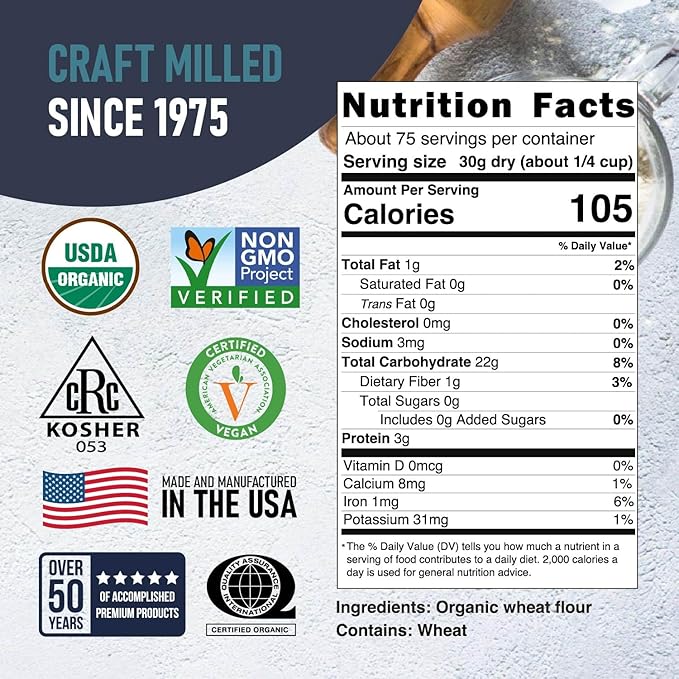Great River Milling Lily White Organic All-Purpose Flour | Unbleached & Unbromated | Non-GMO, Kosher | Ideal for Bread, Cookies, Cakes, Pizza Dough & Everyday Baking | 5 Lb