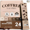 COFFREE Organic Instant Coffee Packets - 25% Low Caffeine, Low Acid, Mold Free Coffee Made with Arabica Coffee Beans - Smooth & Balanced Taste - Hot or Cold Single Serve Travel Packets 24 Pack Box