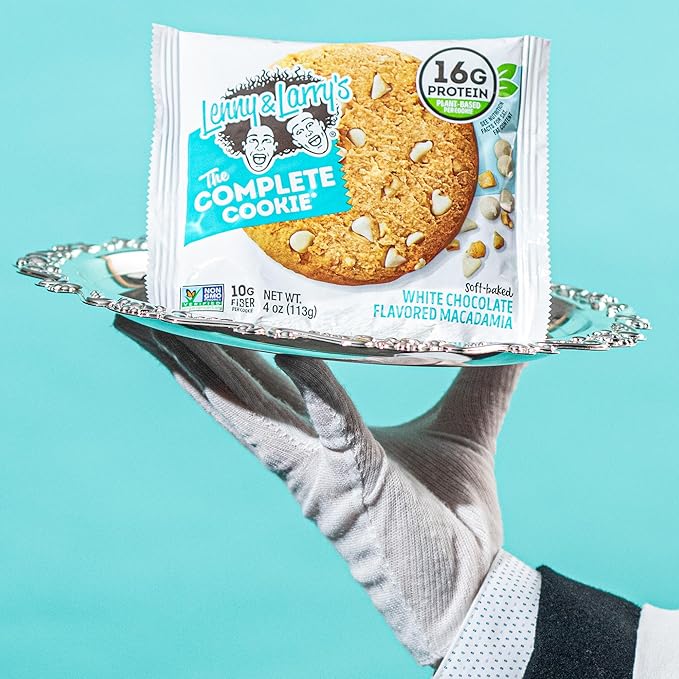 Lenny & Larry's The Complete Cookie, White Chocolate Flavored Macadamia, Soft Baked, 16g Plant Protein, Vegan, Non-GMO, 4 Ounce Cookie (Pack of 12)