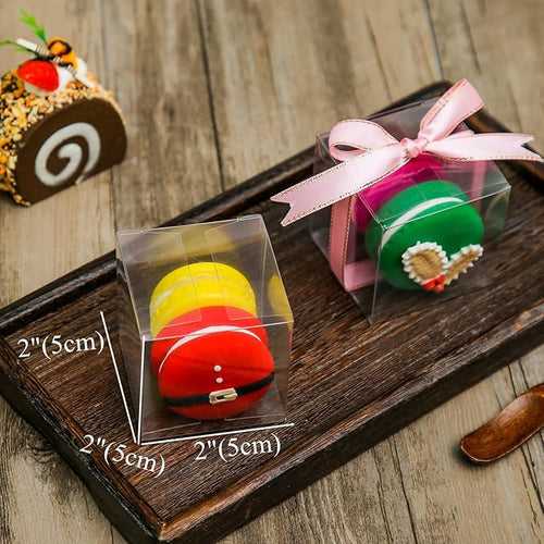 100Pack 2" x 2" x 2" Clear Macaron Boxes Chocolate Truffle Boxes Strawberries Boxes Small Gift Boxes for Christmas Valentine's Mother's Day