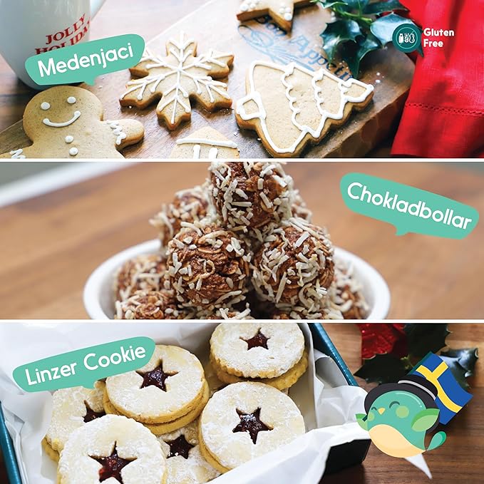 eat2explore Kids Real Dessert Baking Kit for Families | Includes 3 Recipe Cards from Sweden, Croatia and Austria with Key Ingredients, Baking Tools, Fun Kids Explorer Guide | Explore Europe