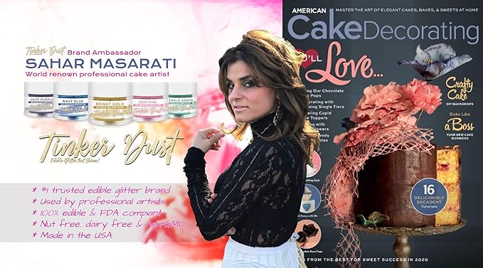 BAKELL Soft Pink Edible Glitter, 25 Grams | TINKER DUST Edible Glitter | KOSHER Certified | 100% Edible Glitter | Cakes, Cupcakes, Cake Pops, Drinks, Dessert Vegan Glitter & Dusts (25g, Soft Pink)