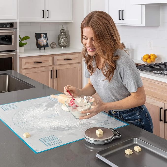 XXL Silicone Pastry Mat – Non-Slip, Easy-Clean Rolling Mat for Dough, Cookies, Pizza & Fondant – Extra Large 23.5” x 31.5” Baking Mat with Printed Measurements & Conversion Chart