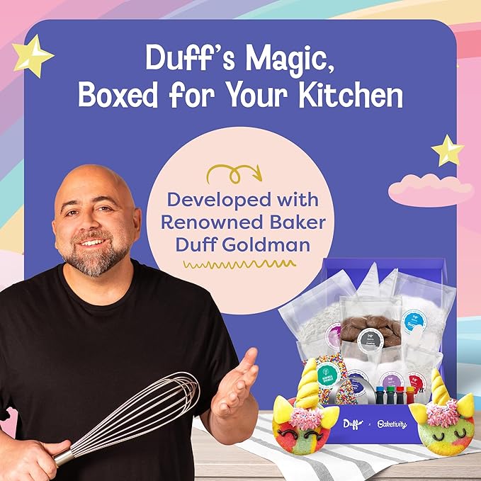Baketivity Baking Kit Bundle – Unicorn Rainbow Cookies & S’mores Sandwich Cookies by Duff Goldman – DIY Kids Baking Set with Pre-Measured Kosher Ingredients, Decorating Supplies, STEM Activities – Age