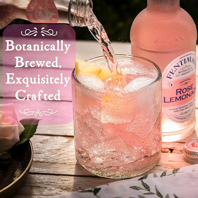 Fentimans Sparkling Rose Lemonade - Sparkling Pink Lemonade with Natural Ingredients & Pure Rose Extract, Mixer, Craft Soda, Botanically Brewed Lemonade - 9.3 Fl Oz (Pack of 24)